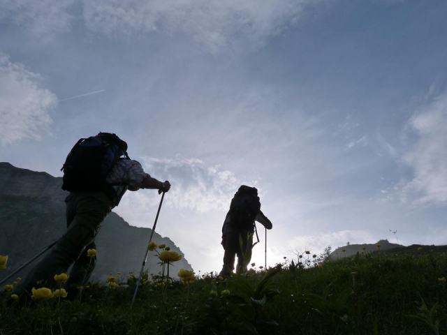  Walking in the high mountains 
